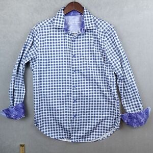 Robert Graham Button Down Shirt Mens Flip Cuff Blue Ramirez Print Size S Classic